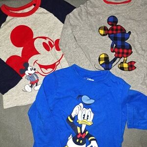 Lot of 3 Baby Gap 3T Disney Mickey Donald Longsleeve Winter Shirts Tops